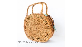 Rattan Handbag Moon Shape Filigree desaign handwoven